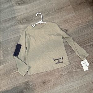 Kids Long Sleeve Shirt with Navy Detail